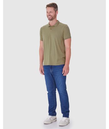 Camisa Polo Masculina Gola E Manga Retilínea Em Malha Texturizada