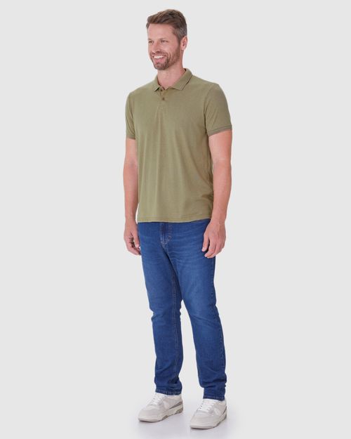 Camisa Polo Masculina Gola E Manga Retilínea Em Malha Texturizada