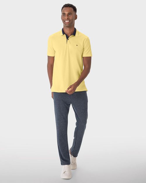 Camisa Polo Masculina Gola Contraste Em Piquet Stretch
