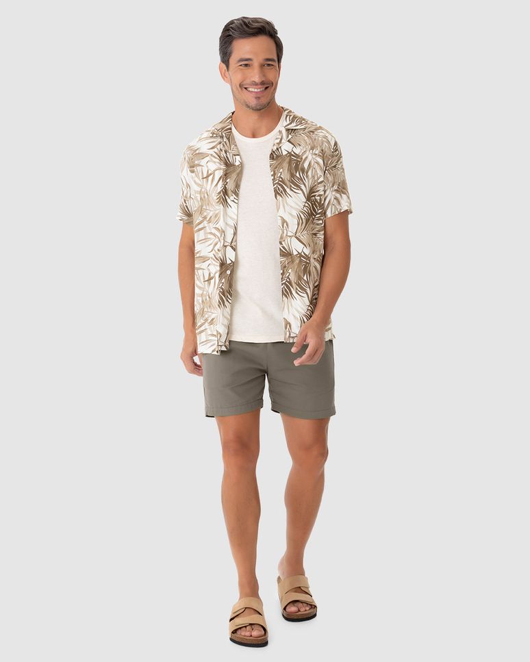 Shorts Masculino Slim Bolso Costas Em Algodão Sarjado
