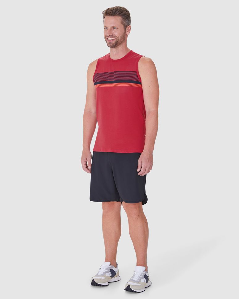 Regata Masculina Listrado Frontal Em Algodão