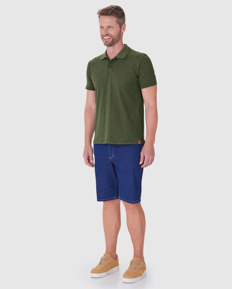 Camisa Polo Masculina Com Estampa Em Piquet Stretch