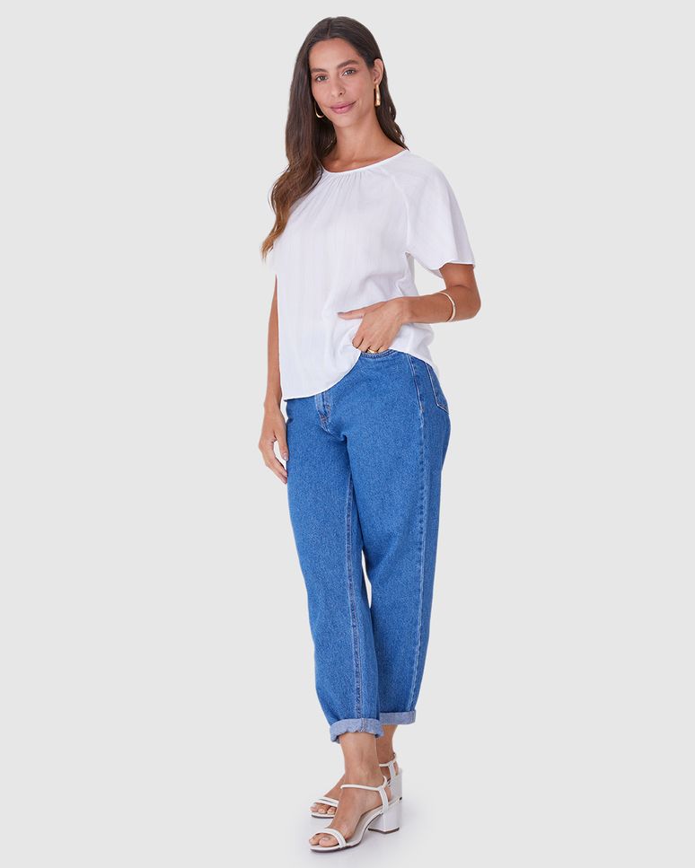 Blusa Feminina Manga Ampla Em Viscose Lurex