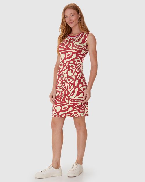 Vestido Feminino Reto Gola Retilínea Em Malha Viscose Stretch