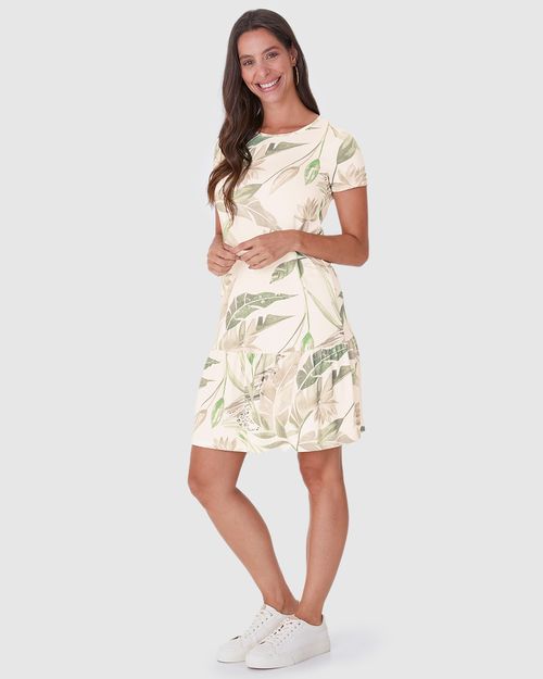 Vestido Feminino Evasê Estampado Em Malha Viscose Stretch