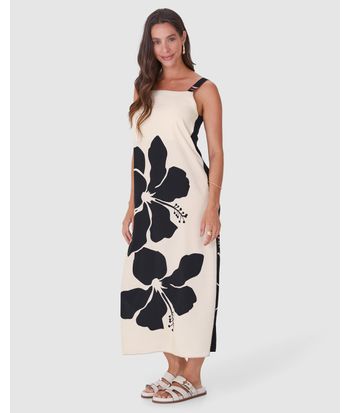 Vestido Midi Feminino Estampa Dupla Face Em Viscose
