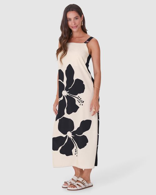 Vestido Midi Feminino Estampa Dupla Face Em Viscose