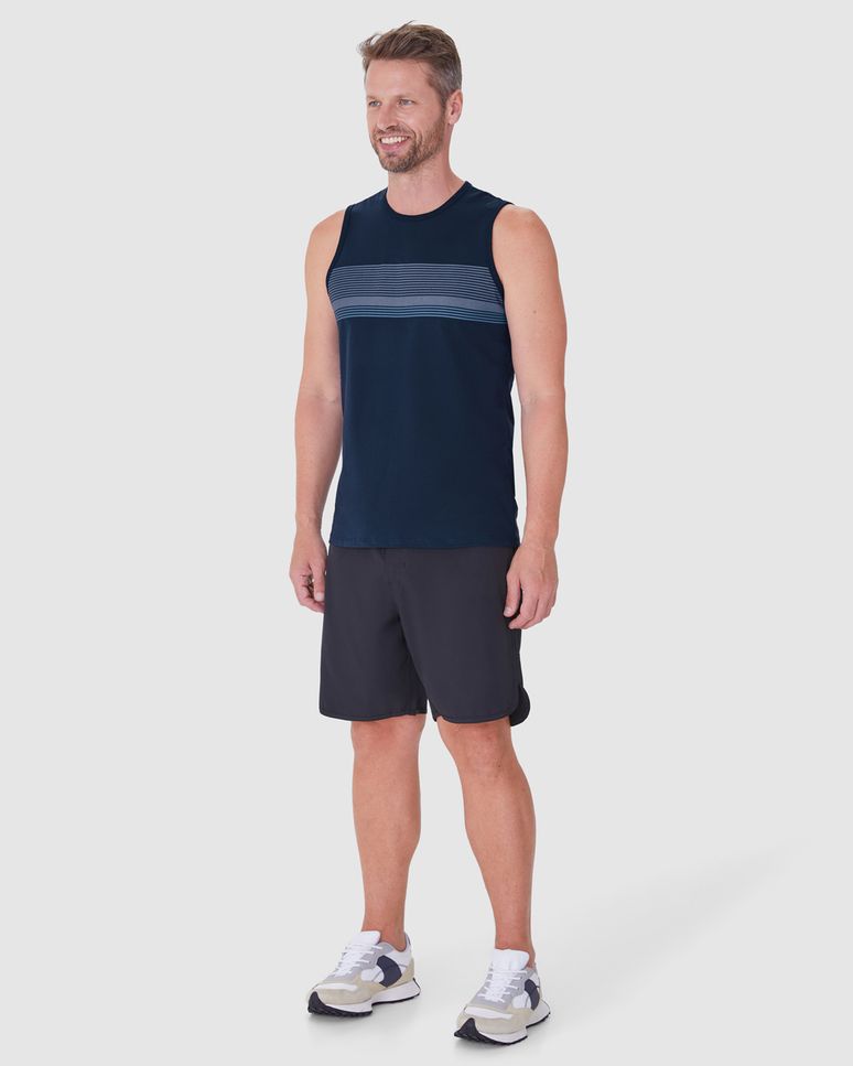 Regata Masculina Listrado Frontal Em Algodão