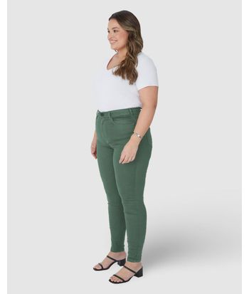 Calça Feminina Plus Size Skinny Em Flex Jeans