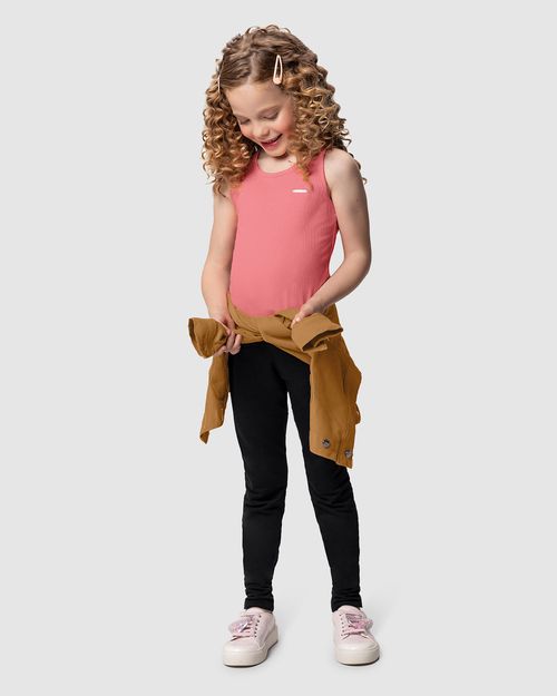 Blusa Menina Decote Redondo Em Malha Canelada Carinhoso