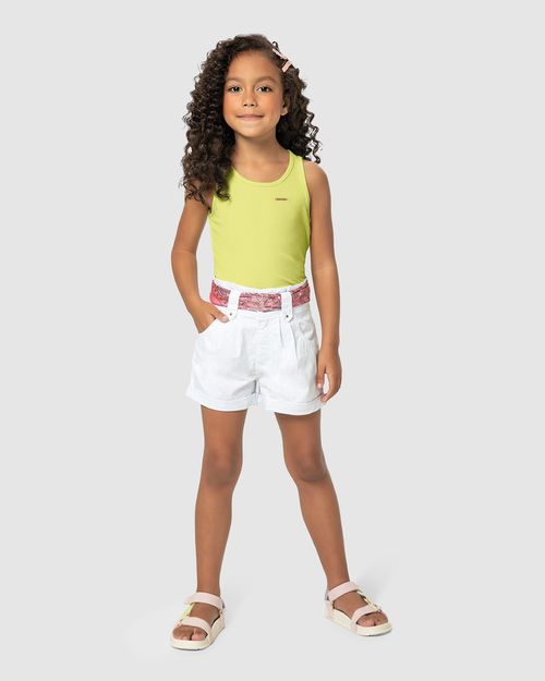 Blusa Menina Decote Redondo Em Malha Canelada Carinhoso