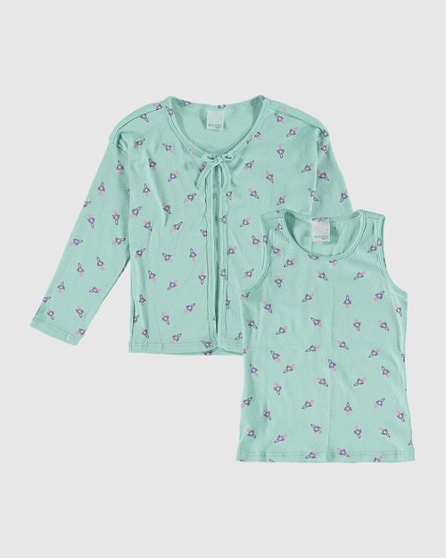 Conjunto Infantil Menina Cardigan Em Ribana Malwee Kids