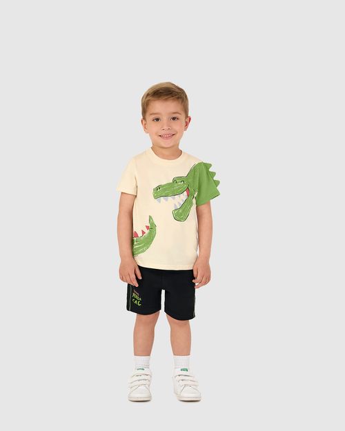 Conjunto Infantil Menino Camiseta Com Aplique Em Algodão Malwee Kids