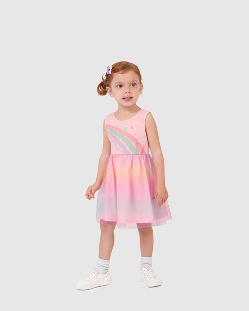 Vestido Infantil Estampa Glitter Em Algodão Com Tule - Carnaval Malwee Kids
