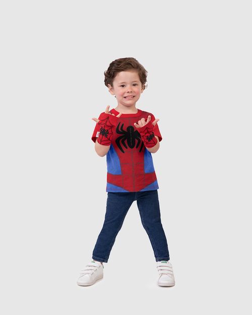 Camiseta Infantil Menino Homem-Aranha + Luva Temática Em Algodão Malwee Kids