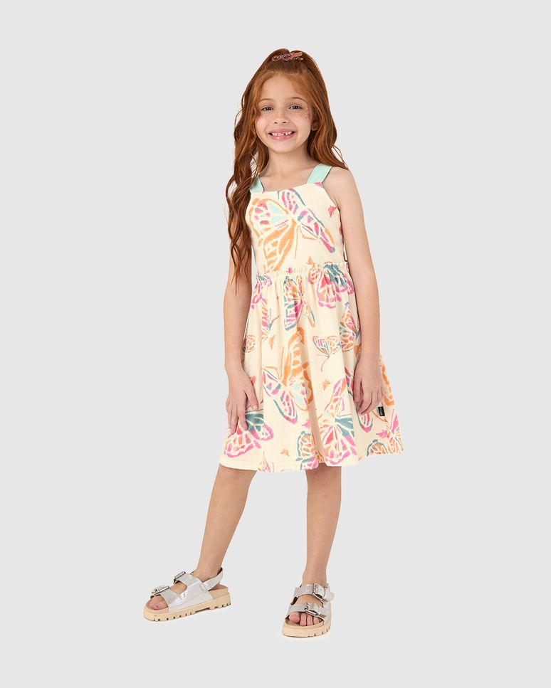 Vestido Infantil Estampa Borboleta Em Algodão Malwee Kids