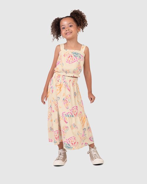 Conjunto Infantil Menina Blusa Cropped + Saia Estampa Borboleta Malwee Kids