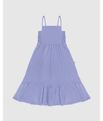 Vestido Infantil Midi Rodado Detalhe Elástico Em Algodão Malwee Kids