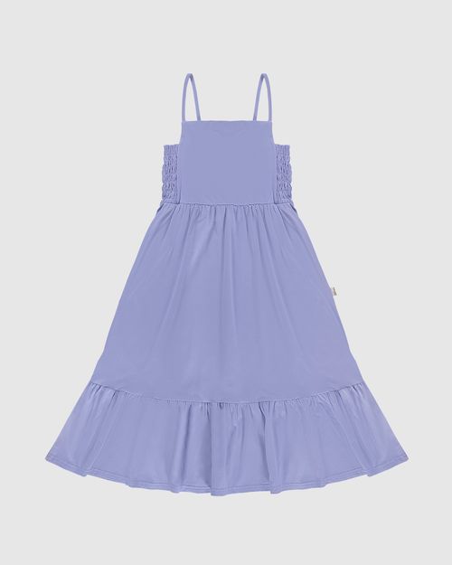 Vestido Infantil Midi Rodado Detalhe Elástico Em Algodão Malwee Kids