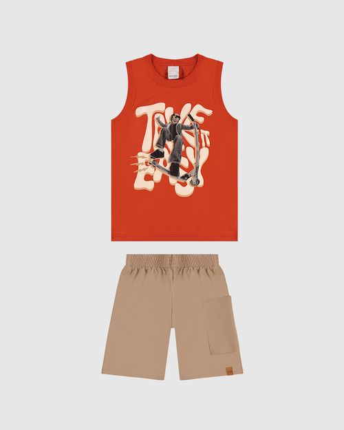 Conjunto Infantil Menino Take It Easy Em Algodão Malwee Kids