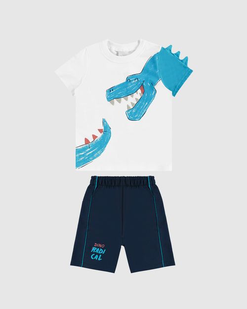 Conjunto Infantil Menino Camiseta Com Aplique Em Algodão Malwee Kids
