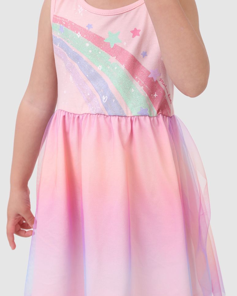 Vestido Infantil Estampa Glitter Em Algodão Com Tule - Carnaval Malwee Kids