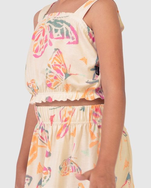 Conjunto Infantil Menina Blusa Cropped + Saia Estampa Borboleta Malwee Kids