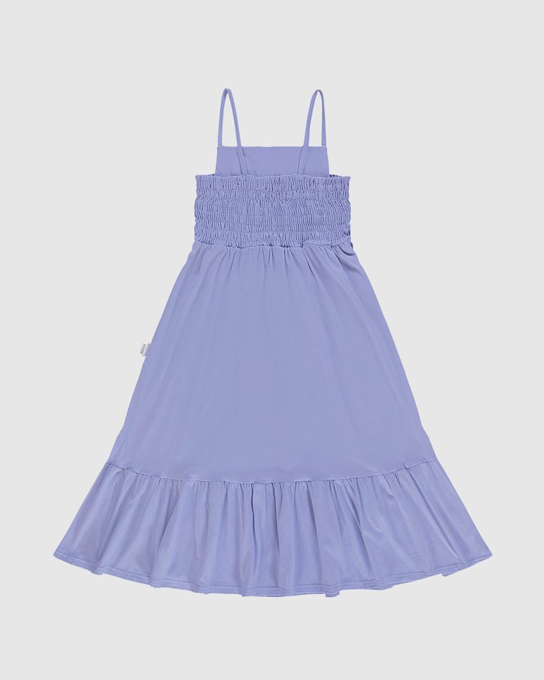 Vestido Infantil Midi Rodado Detalhe Elástico Em Algodão Malwee Kids