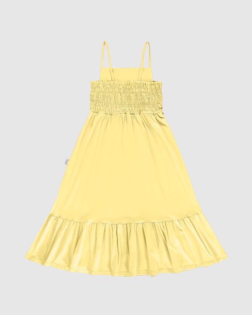 Vestido Infantil Midi Rodado Detalhe Elástico Em Algodão Malwee Kids