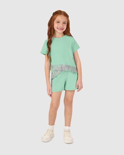 Conjunto Infantil Menina Blusa Com Franjas Brilho - Carnaval Malwee Kids