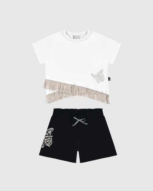 Conjunto Infantil Menina Blusa Com Franjas Brilho - Carnaval Malwee Kids