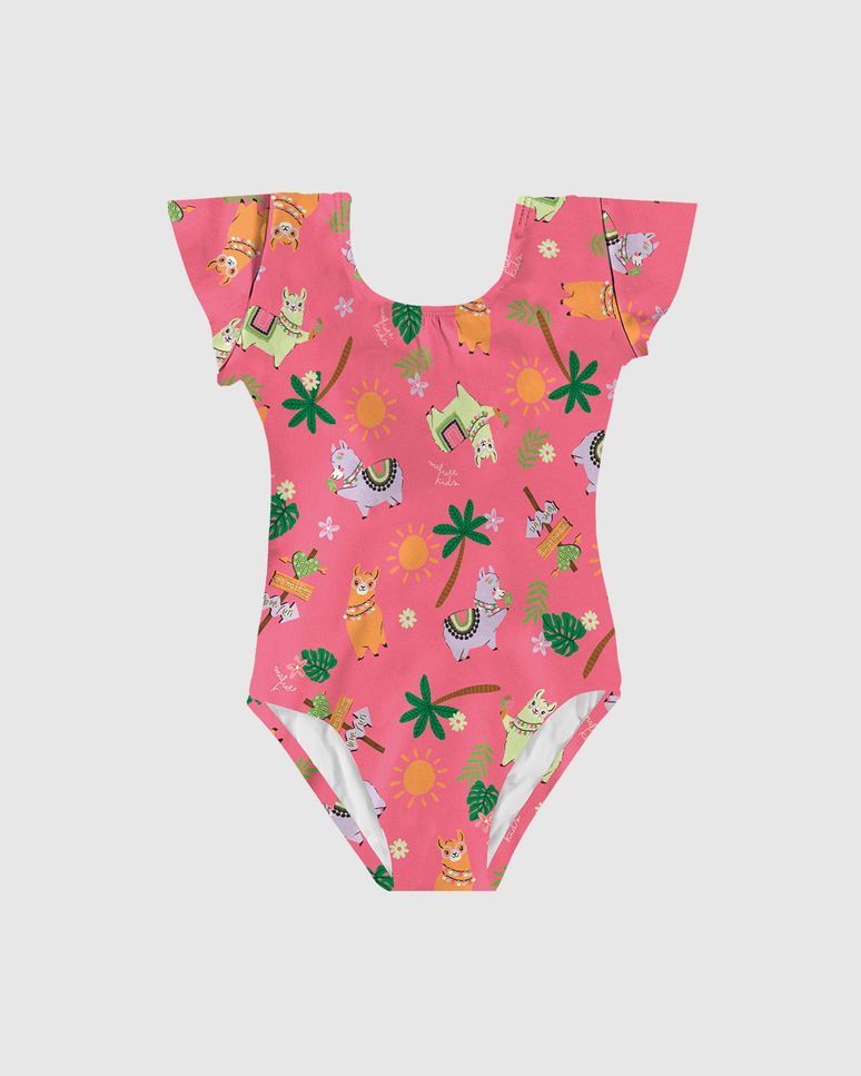 Maiô Infantil Menina Transpassado Em Malha UV50+ Malwee Kids