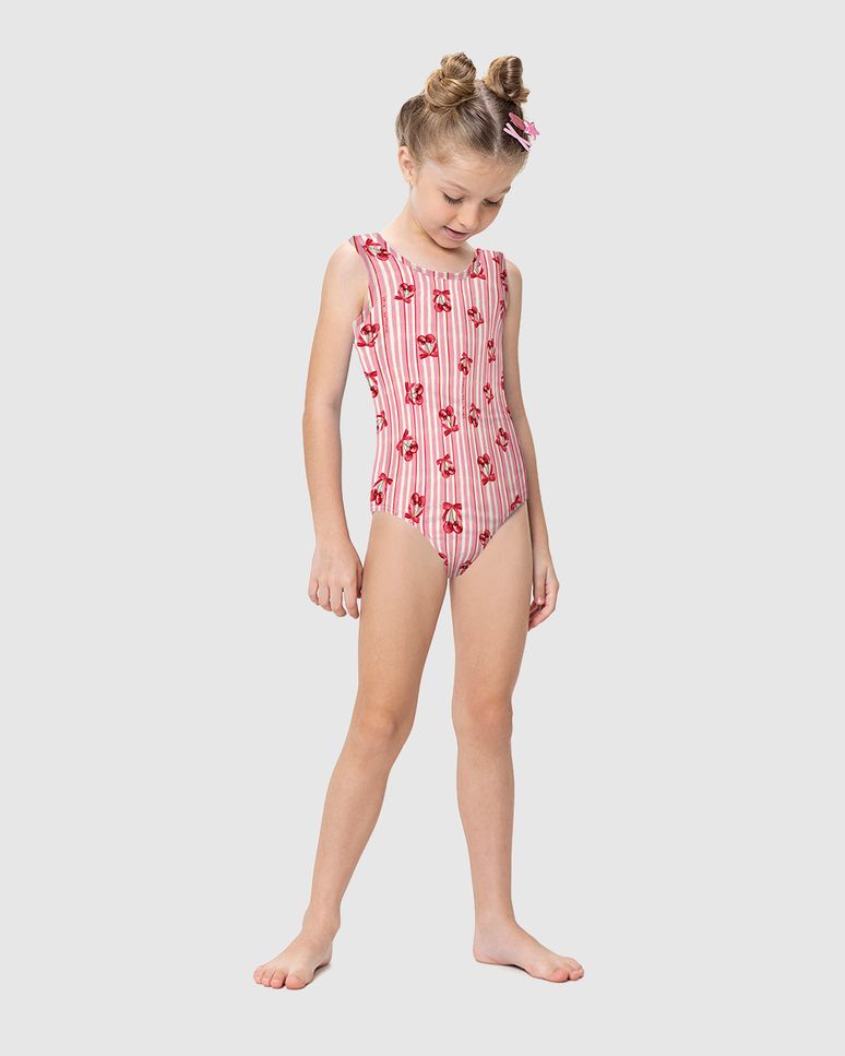 Maiô Infantil Menina Estampado Em Malha UV50+ Malwee Kids