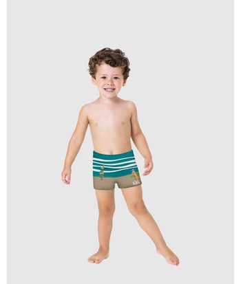 Sunga Boxer Infantil Menino Estampada Em Malha UV50+ Malwee Kids