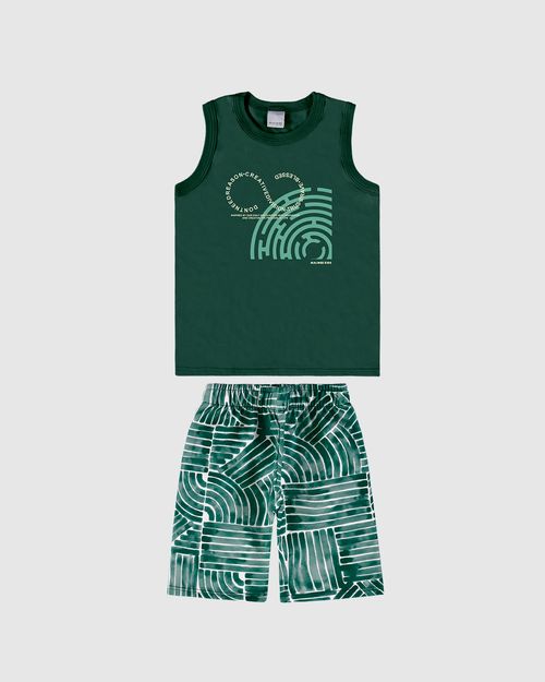 Conjunto Infantil Menino Bermuda Estampada Em Moletinho Malwee Kids