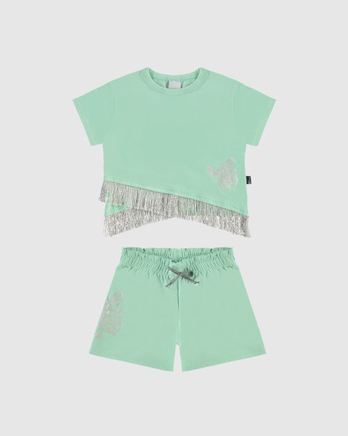 Conjunto Infantil Menina Blusa Com Franjas Brilho - Carnaval Malwee Kids