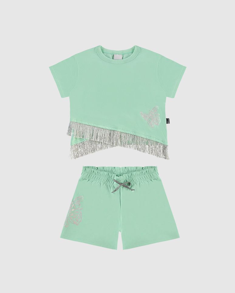 Conjunto Infantil Menina Blusa Com Franjas Brilho - Carnaval Malwee Kids