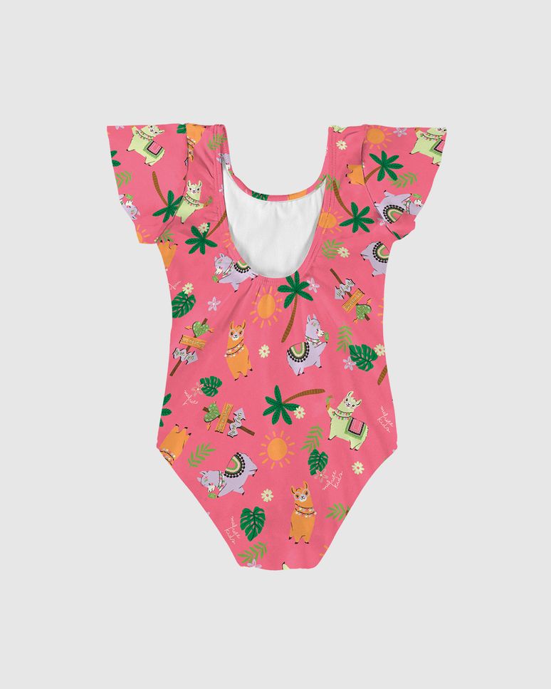 Maiô Infantil Menina Transpassado Em Malha UV50+ Malwee Kids