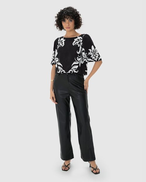 Blusa Ampla Feminina Estampada Decote Canoa Em Viscose - ENFIM