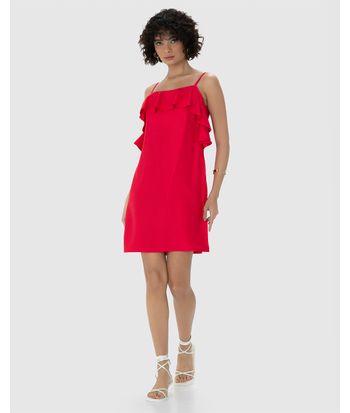 Vestido Feminino Evasê Babados Em Crepe - ENFIM