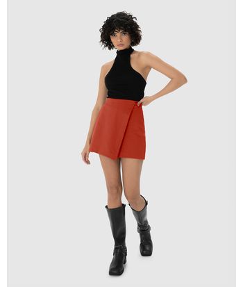 Shorts Saia Feminino Transpassado Em Malha Interlock - ENFIM