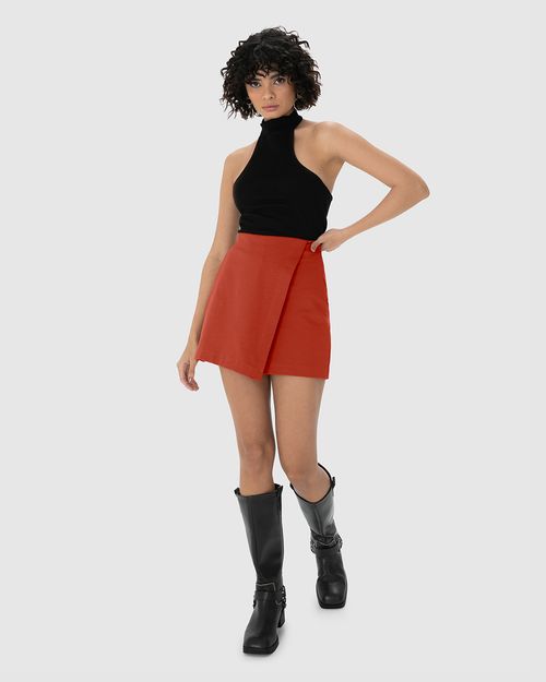 Shorts Saia Feminino Transpassado Em Malha Interlock - ENFIM