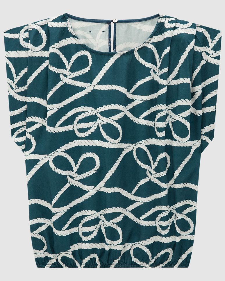 Blusa Box Feminina Estampa Navy Em Viscose - ENFIM