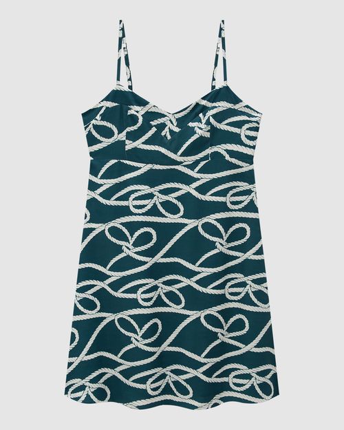 Vestido Feminino Evasê Estampa Navy Em Viscose - ENFIM