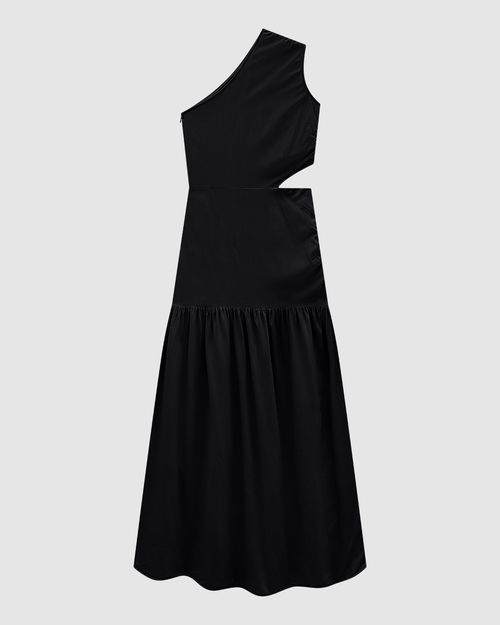 Vestido Longo Feminino Assimétrico Decote Ombro Só Em Viscose - ENFIM
