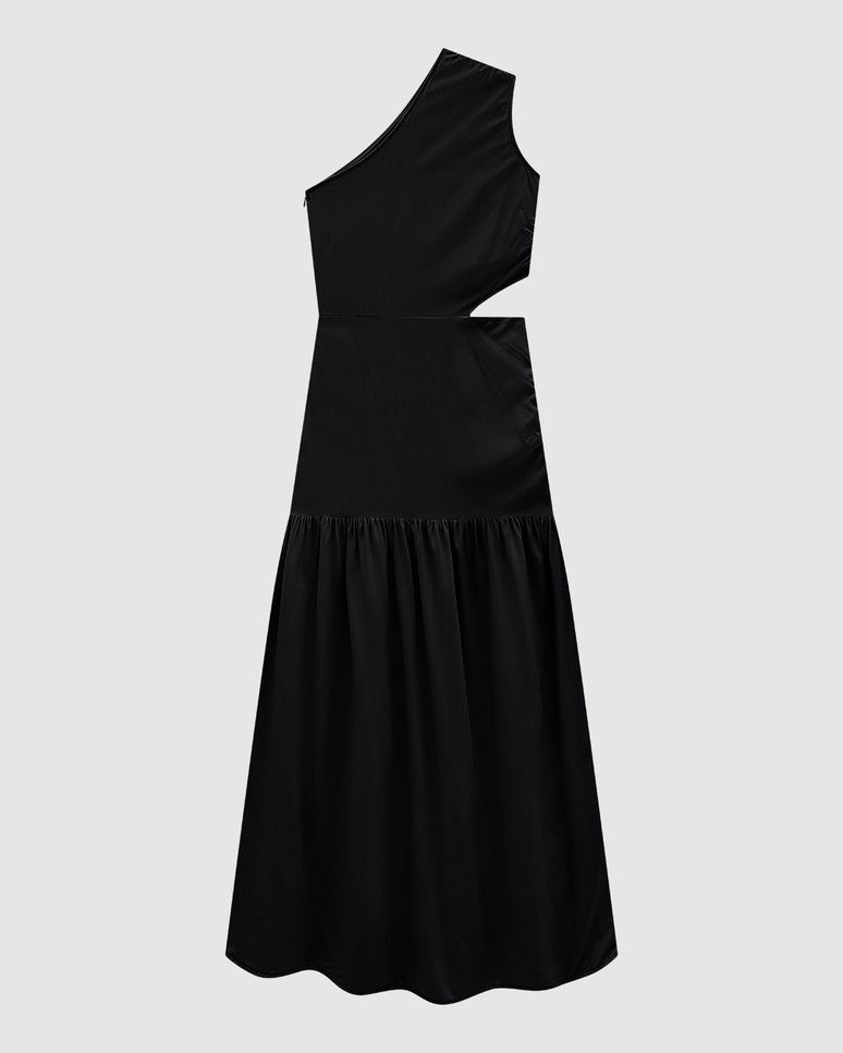 Vestido Longo Feminino Assimétrico Decote Ombro Só Em Viscose - ENFIM
