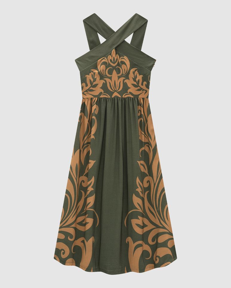Vestido Midi Feminino Decote Transpassado Em Viscose - ENFIM