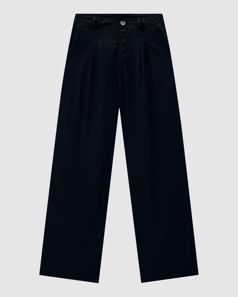 Calça Alfaiataria Feminina Pregas Frontais Em Tecido Jacquard - ENFIM