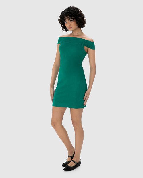 Vestido Justo Feminino Decote Ombro A Ombro Em Malha Texturizada - ENFIM