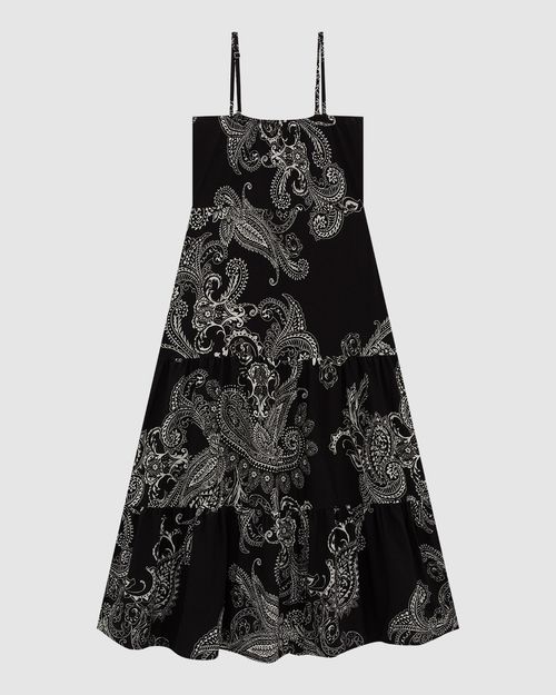 Vestido Midi Feminino Estampa Paisley Alça Removível Em Viscose - ENFIM